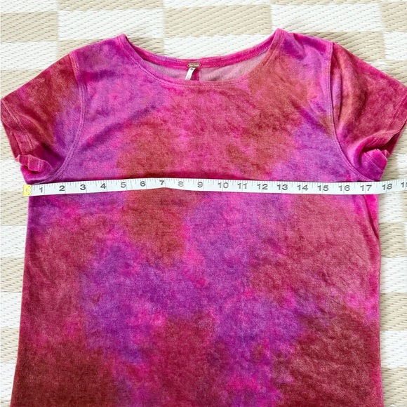 Free People Bright Eyes Pink Purple Tie Dye Velvet Baby Tee - Picture 7 of 8